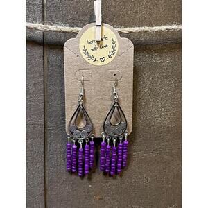 Handmade Purple Dangle Earrings